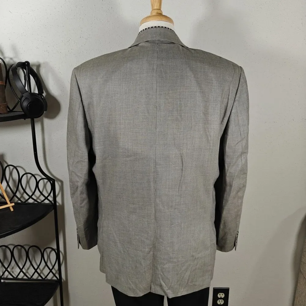 Calvin Klein Men's Sport Coat Blazer Two Button Gray Nail Head‎ Silk Wool 46R